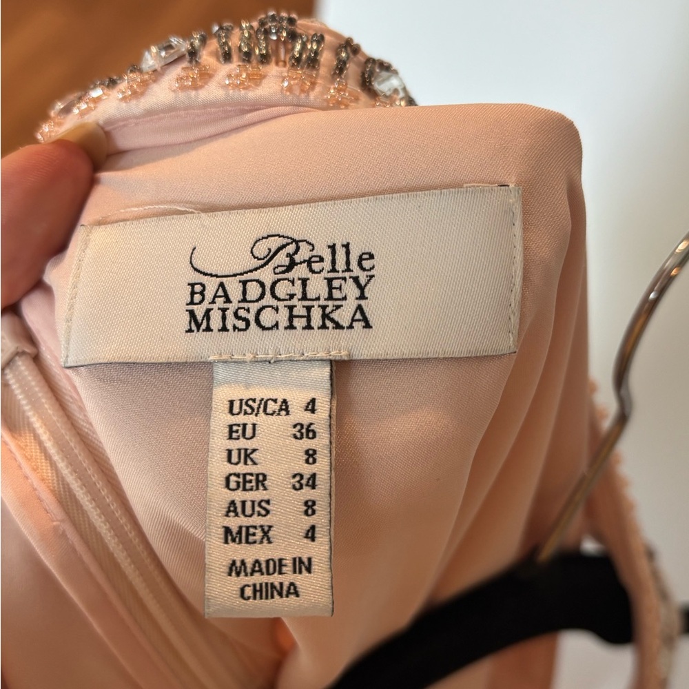 Badgley Mischka Peach Lace Mini Dress - Picture 4 of 4